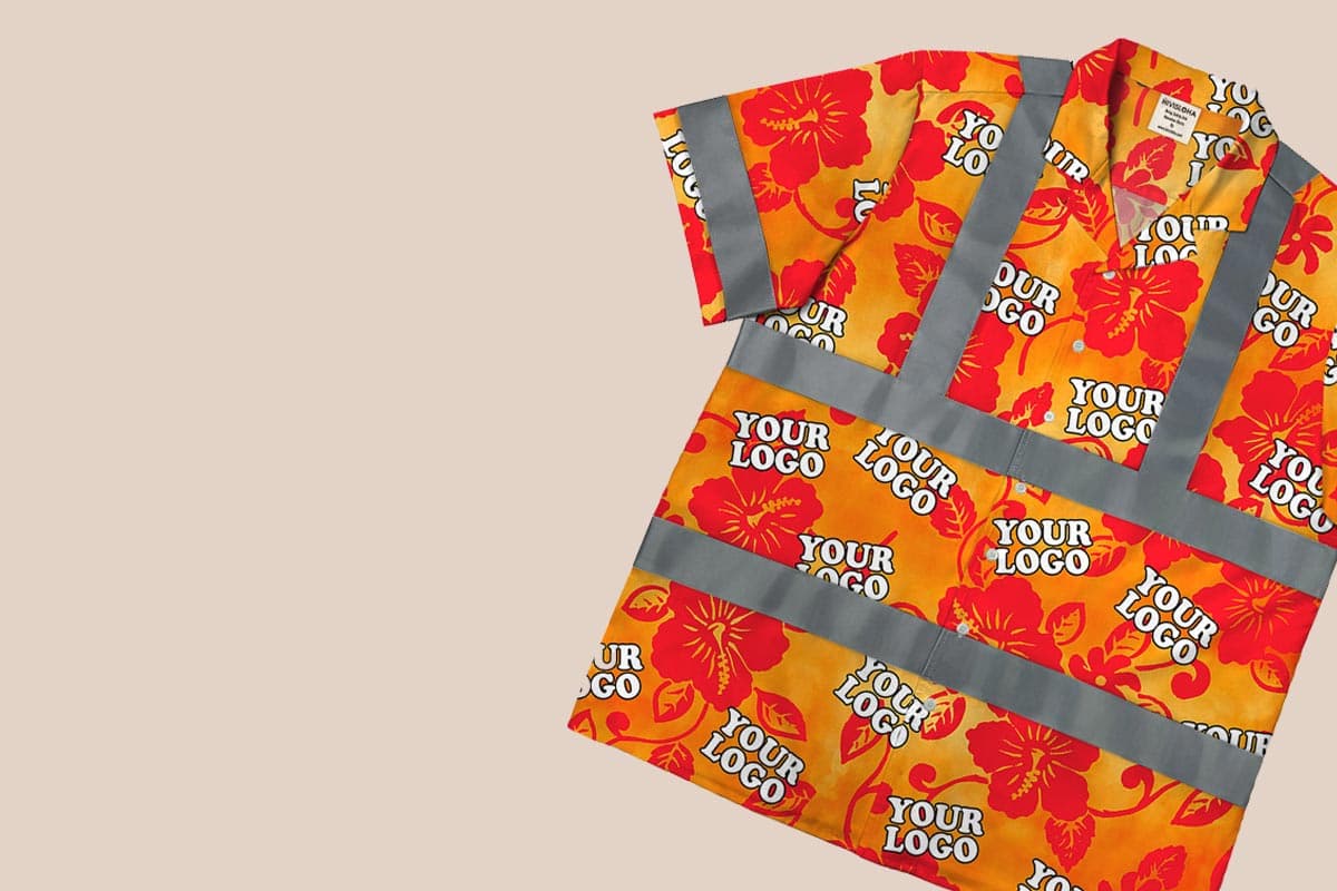 custom logo hi vis hawaiian shirts