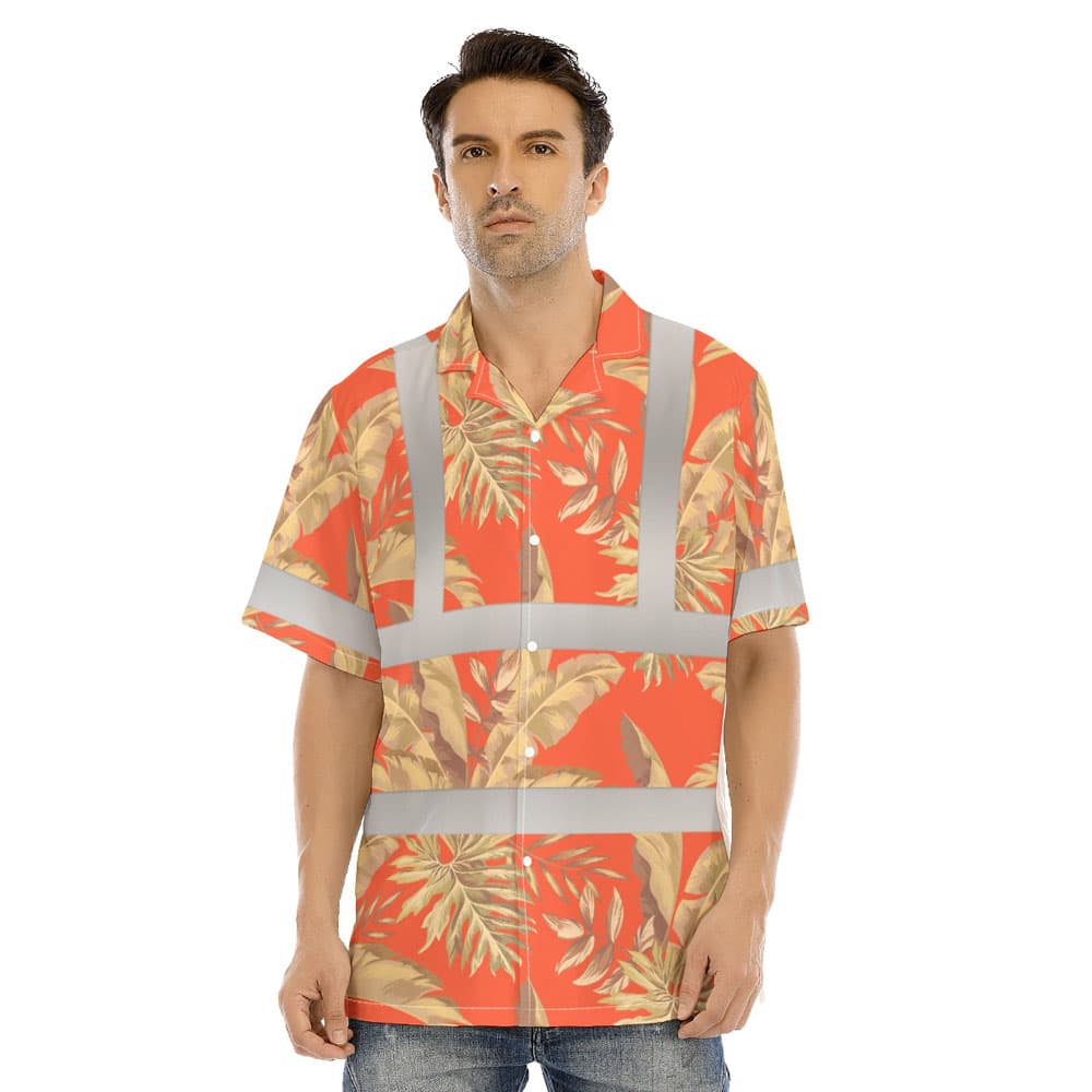 Tropical Orange Hawaiian Safety Shirt