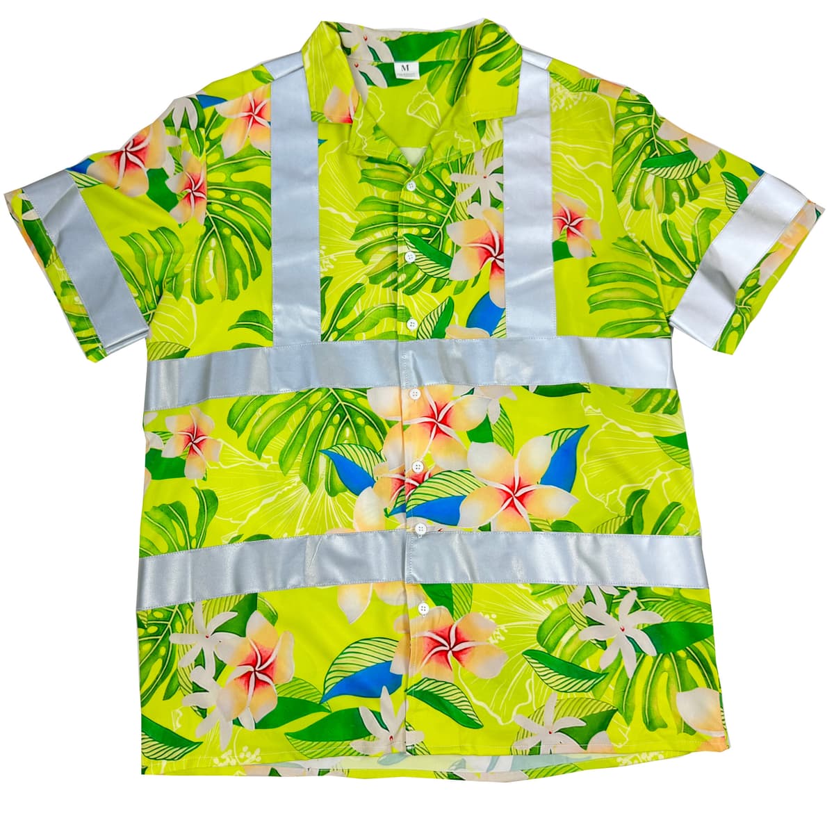 Tropical Floral Lime Hi Vis Hawaiian Shirt